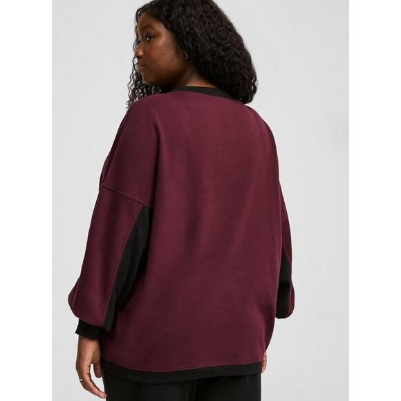 Torrid Plus Size 1X Oversized Tunic Sweatshirt Wine Red Cotton Blend - Picture 2 of 7
